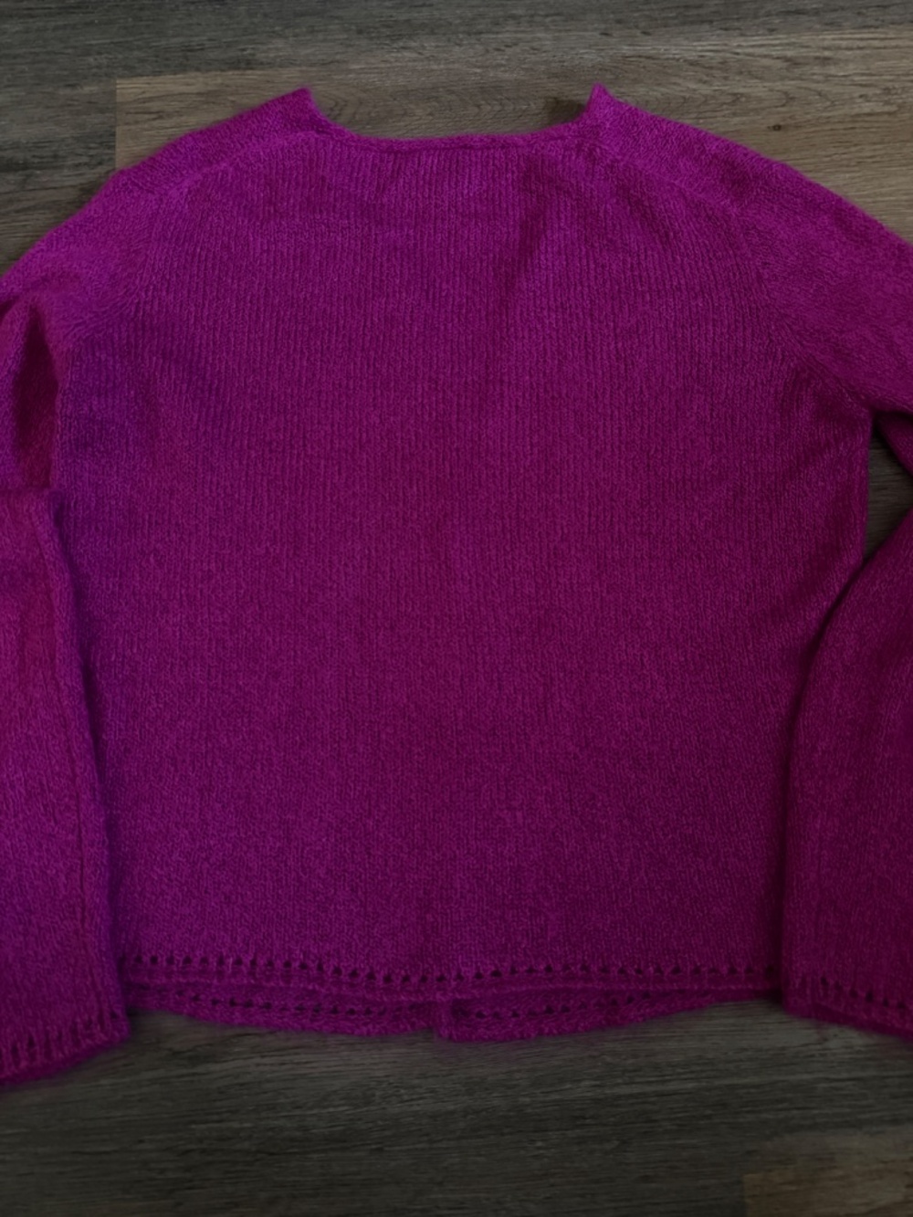Eileen Fisher silk mohair cardigan sweater size size L large magenta button - Picture 5 of 5